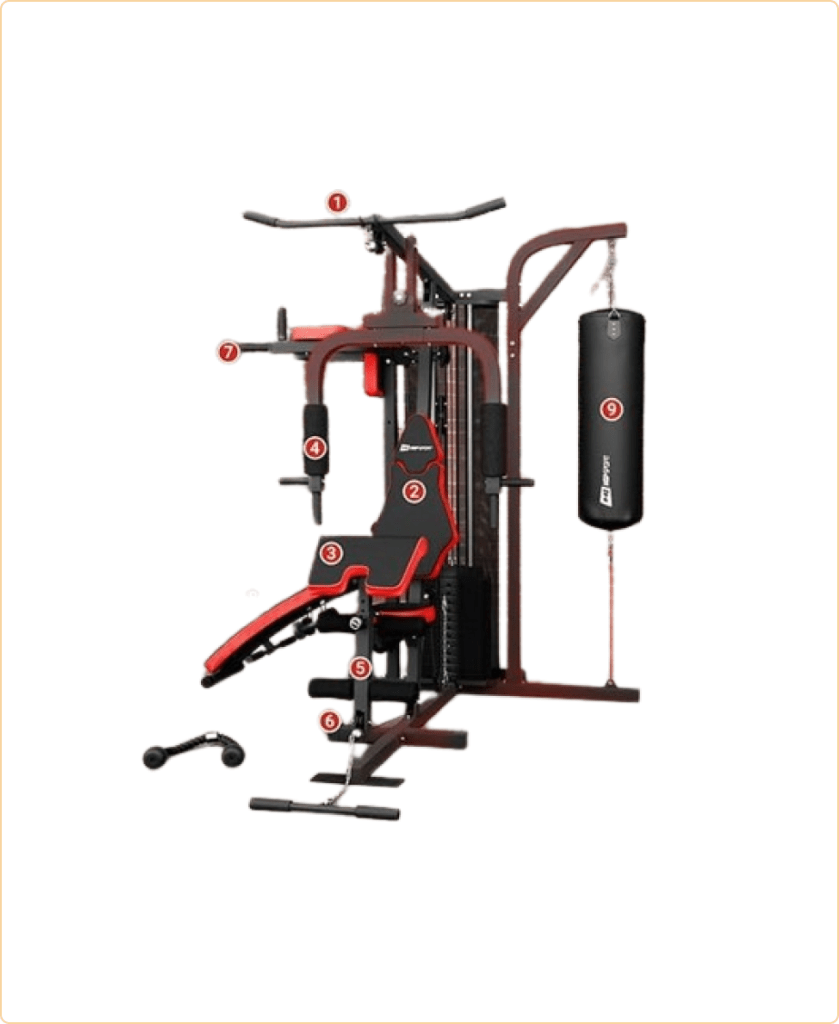 Station de musculation avec sac de frappe